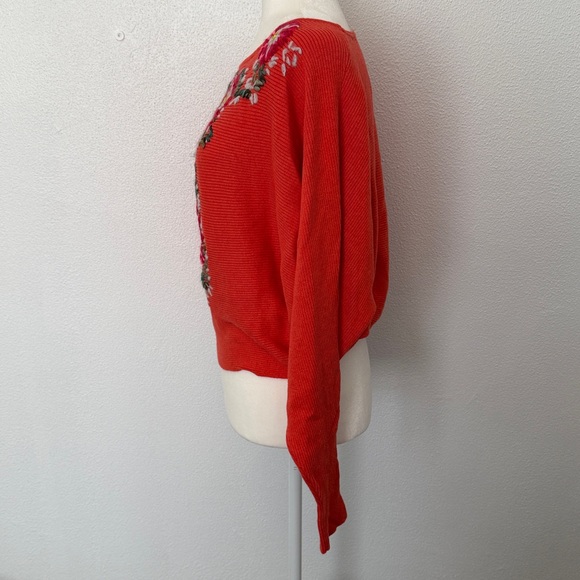Free people bouquet embroidered sweater orange - Picture 4 of 5